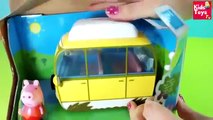 toys unboxing Peppa pig campervan muddy puddle videos for children