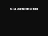 Read Mac OS X Panther for Unix Geeks PDF Online