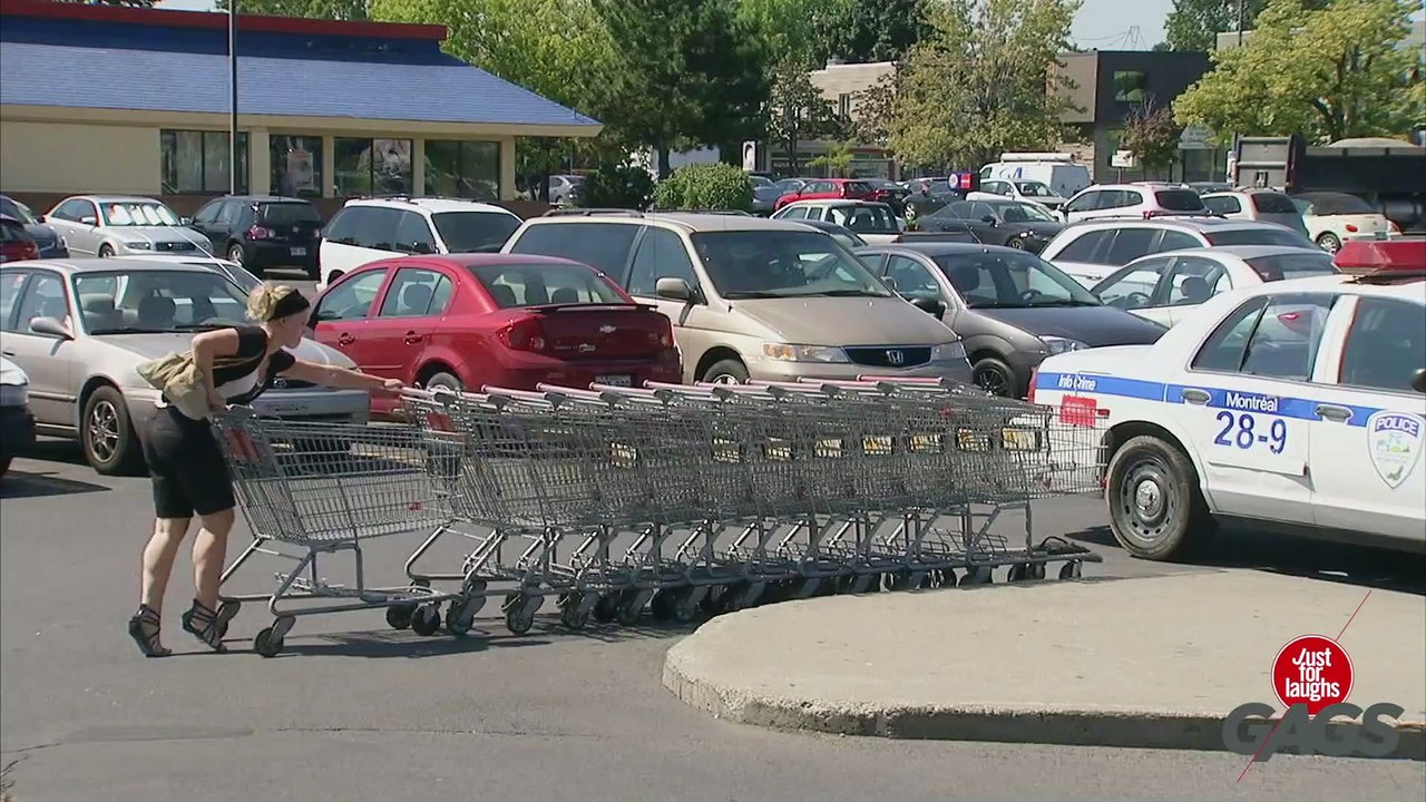 Cart Smashes Into Cop Car