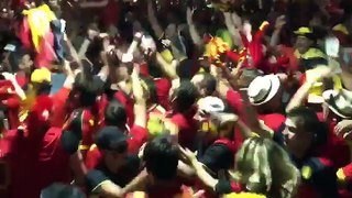 Amazing Scenes Belgium Fans singing after the Match - Belgium vs Sweden EURO2016