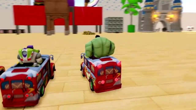 CRAZY HULK & ANGRY VENOM driving CARS with Disney Toy Story Buzz Lightyear ! Kids video 720P You