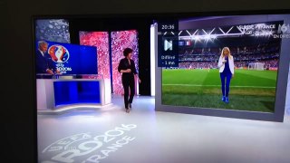 Presenter Going into a television screen for TV channel coverage of Switzerland vs France EURO 2016