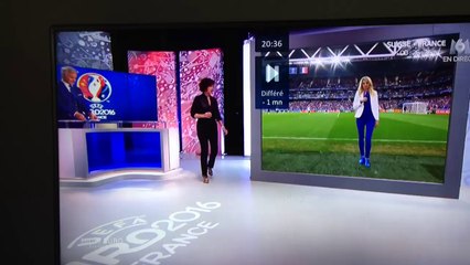Presenter Going into a television screen for TV channel coverage of Switzerland vs France EURO 2016