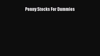 Download Penny Stocks For Dummies PDF Free