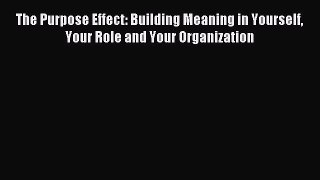 Read The Purpose Effect: Building Meaning in Yourself Your Role and Your Organization Ebook
