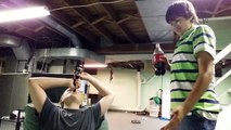 Chugging pepsi with a funnel