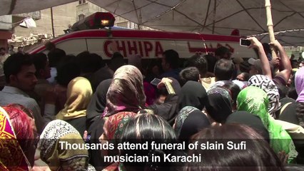 Thousands attend funeral of slain Sufi musician in Pakistan