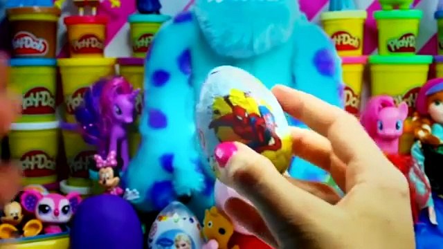 spiderman kinder surprise œufs play doh peppa pig lps barbie