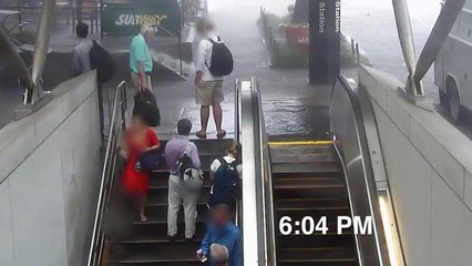 Impresionante torrente de agua en la boca del metro de Washington