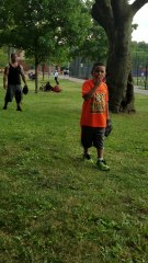 Johnathan and father Michael playing catch