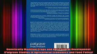 READ FREE FULL EBOOK DOWNLOAD  Genetically Modified Crops and Agricultural Development Palgrave Studies in Agricultural Full Ebook Online Free