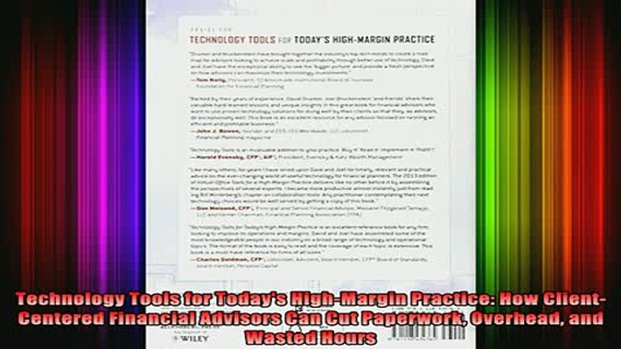 READ book  Technology Tools for Todays HighMargin Practice How ClientCentered Financial Advisors Full Ebook Online Free