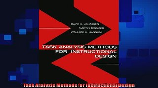 different   Task Analysis Methods for Instructional Design