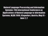 Read Natural Language Processing and Information Systems: 11th International Conference on