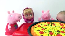 Свинка Пеппа, Маша и Медведь мультик с игрушками. Пеппа, Джордж, Маша и Кира заказывают пиццу
