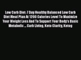 Read Low Carb Diet: 7 Day Healthy Balanced Low Carb Diet Meal Plan At 1200 Calories Level To