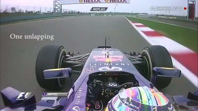 Vettel passed by a lapped Caterham (Kamui Kobayashi) Chinese GP 2014