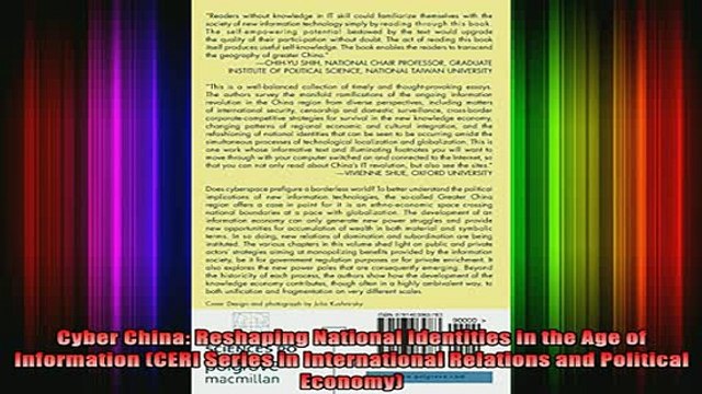 READ book Cyber China Reshaping National Identities in the Age of Information CERI Series in Full EBook
