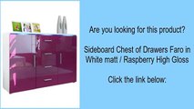Sideboard Chest of Drawers Faro in White matt / Raspberry High Gloss