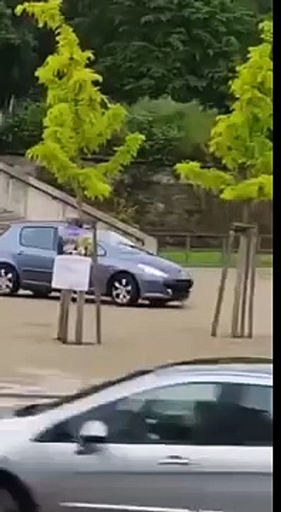 Elle veut éviter une route inondée et dévale des escaliers avec sa voiture (vidéo)