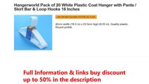 Hangerworld Pack of 20 White Plastic Coat Hanger with Pants / Skirt Bar & Loop Hooks 16 Inches