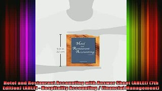 READ book  Hotel and Restaurant Accounting with Answer Sheet AHLEI 7th Edition AHLEI  Full Free