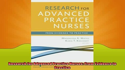 FREE PDF  Research for Advanced Practice Nurses From Evidence to Practice  BOOK ONLINE