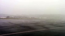 Windy and raining at Wellington airport