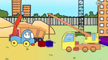 Download Video: ✔ Camión, Grúa, Excavadora. Dibujos animados | Carros Para Niños | Caricaturas de carros ✔