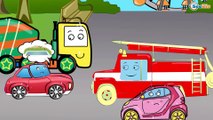 Fire Trucks and Racing Cars - Cartoons for children - Car Race. Emergency Vehicles Cartoons