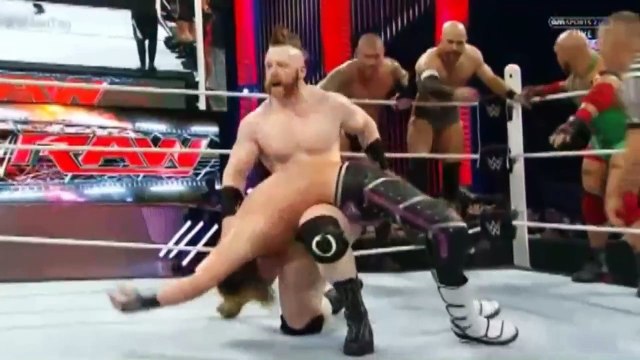 WE RAW Aug 24 2015 - Ryback, Orton, Ziggler & Cesaro vs Kevin Owens, Rusev, Sheamus & Big Show