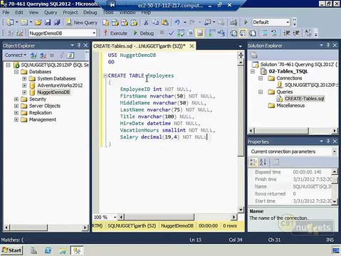 Microsoft SQL Server 2012 tutorial 2- Creating and Altering Tables with T-SQL