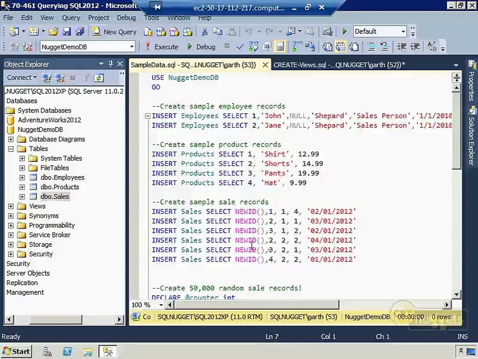 Microsoft SQL Server 2012 tutorial 3- Creating and Altering Views with T-SQL