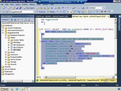 Microsoft SQL Server 2012 tutorial 5- Creating and Modifying Constraints