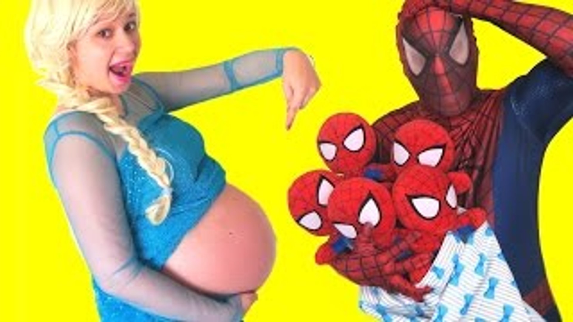Spiderman and friends Pregnant Elsa and Pink Spidergirl! Funny video –  Видео Dailymotion