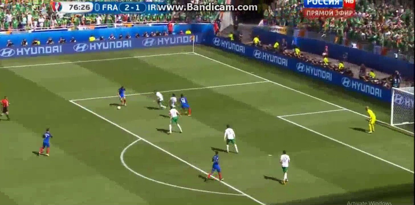 Andre Pierre Gignac hits Crosbar - France 2-1 Ireland 26-06-2016