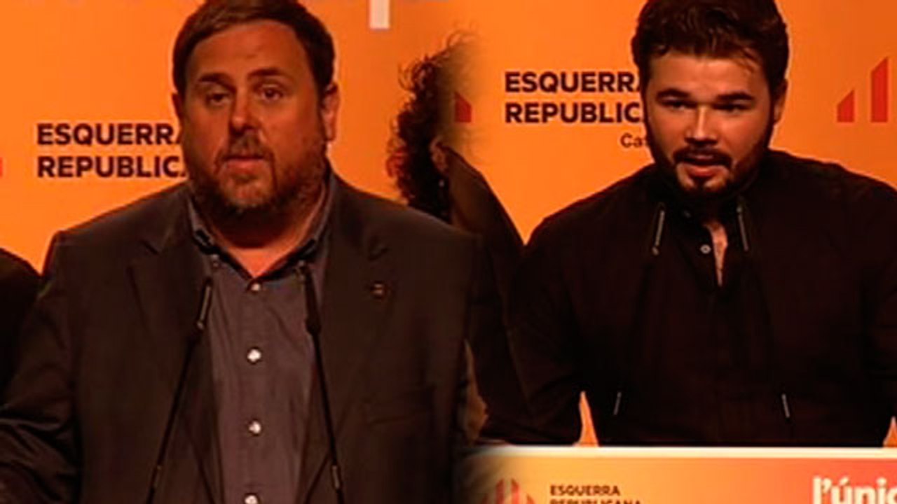 Grabriel Rufián i Oriol Junqueras valorant els resultats