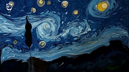 Van Gogh's Starry Night painted on dark water - My Village