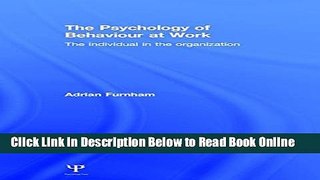Download The Psychology of Behaviour at Work: The Individual in the Organization  Ebook Free