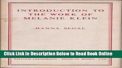 Download Introduction to the Work of Melanie Klein  PDF Free