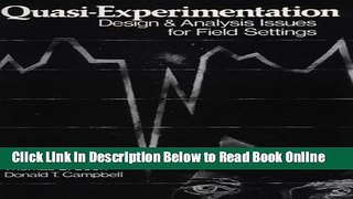 Read Quasi-Experimentation: Design   Analysis Issues for Field Settings  Ebook Free
