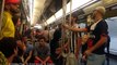 Des supporters de foot chantent Céline Dion dans le métro