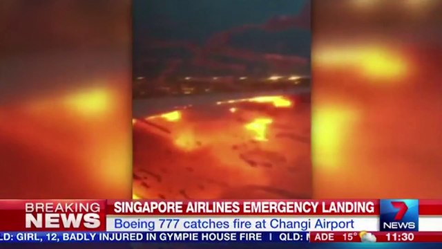 Un avion de Singapore Airlines prend feu après un atterrissage d'urgence