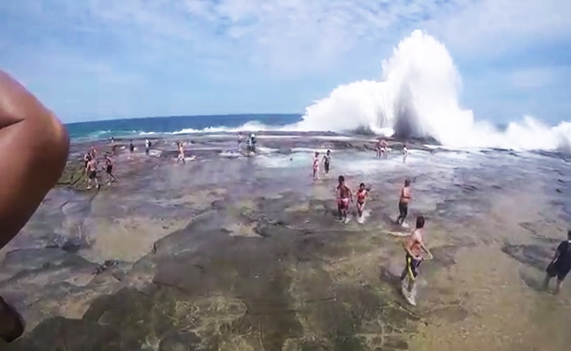 Внезапная 8-метровая волна накрыла пляж Сиднея. Невероятное зрелище