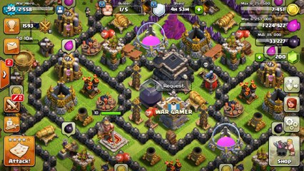 Clash Of Clans - War Attack - Against CUTE BOYS Clan - Dragon & Lightning spell Attack 26-06-2016