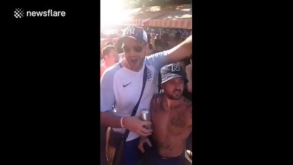Tyson Fury calls Anthony Joshua a p**** while hanging out with England fans in Nice