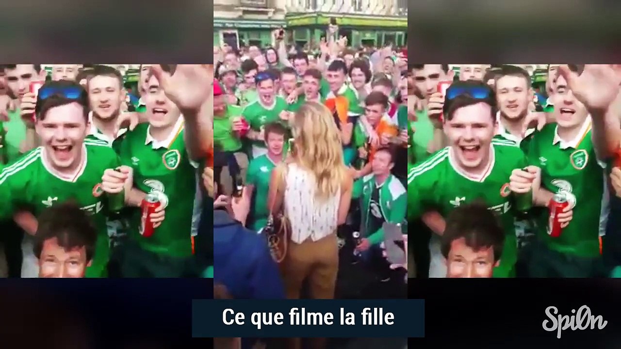 Les irlandais filmés dans Bordeaux avec une belle blonde ! Fantastiques supporters !