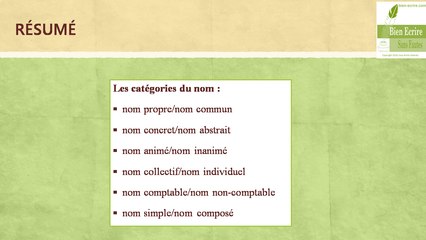 Les catégories du nom