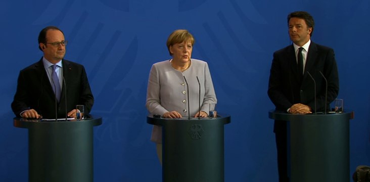 Déclaration commune avec Mme Angela Merkel, Chancelière de la République fédérale d’Allemagne et M. Matteo Renzi, Président du Conseil des ministres de la République italienne