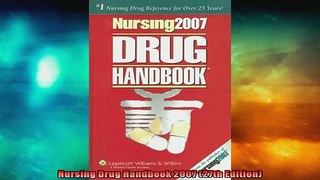 FREE DOWNLOAD  Nursing Drug Handbook 2007 27th Edition  BOOK ONLINE